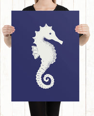 Indigo Seahorse Art Print