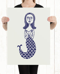 Indigo Mermaid Art Print