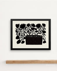 Flowing Black Floral Art Print