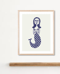 Indigo Mermaid Art Print
