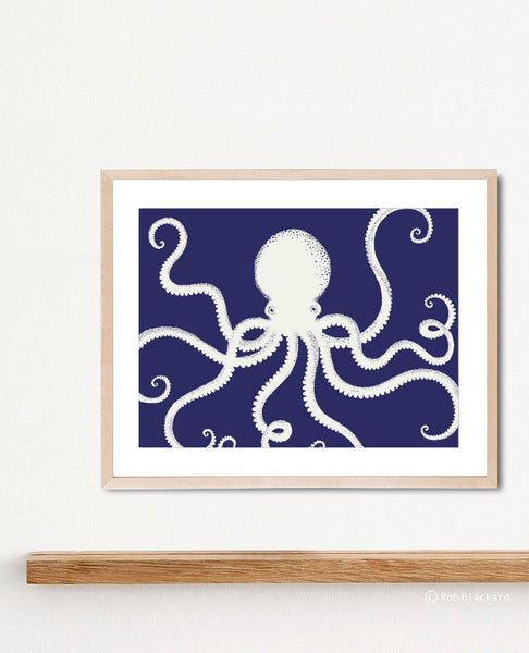 Indigo Octopus Art Print